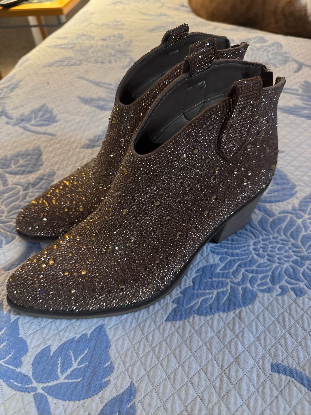 Embellished Brown Women's Ankle Boots